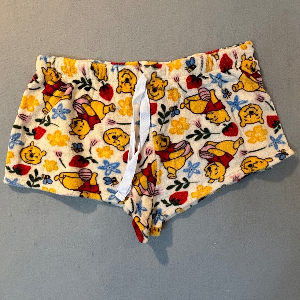 Disney Winnie the Pooh Fleece Pajama Shorts Womens XXL Plush Sleepwear Isaac
